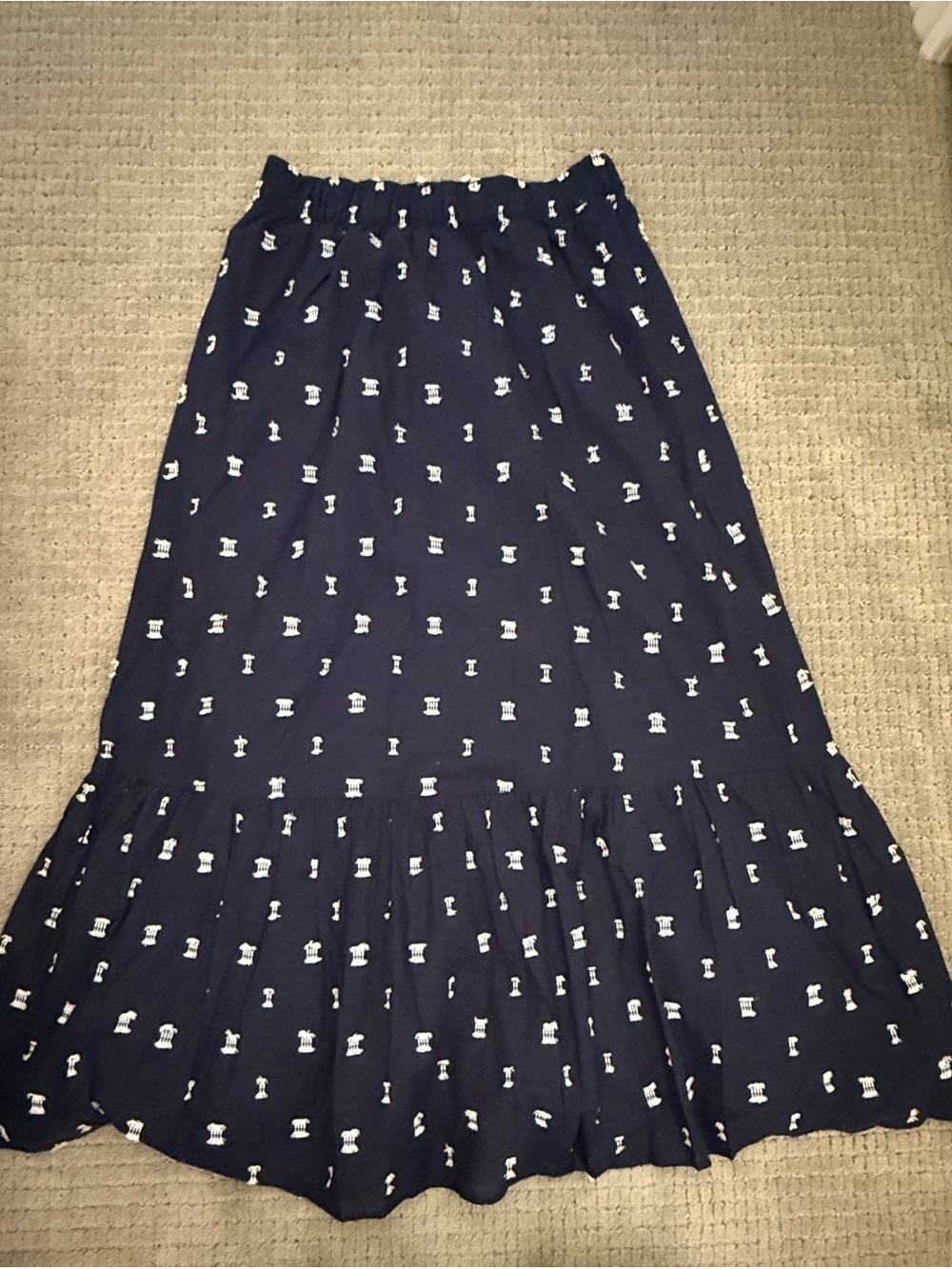 LOFT Navy Maxi Skirt with White Mini Motif